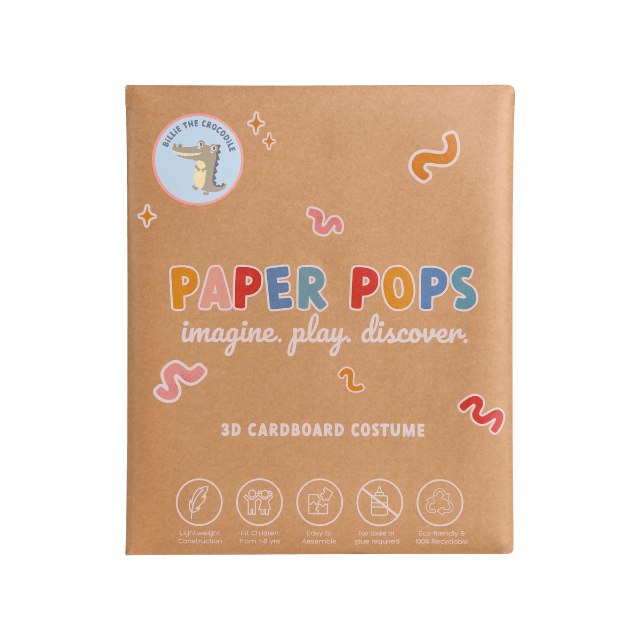 3D Cardboard Crocodile Costume Kit - Billie the Crocodile - Paper Pops